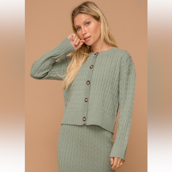 🆕Sweater Skirt Set Button Down Crop Cardigan & Jacquard Skirt Detail S, M & L - Picture 4 of 8